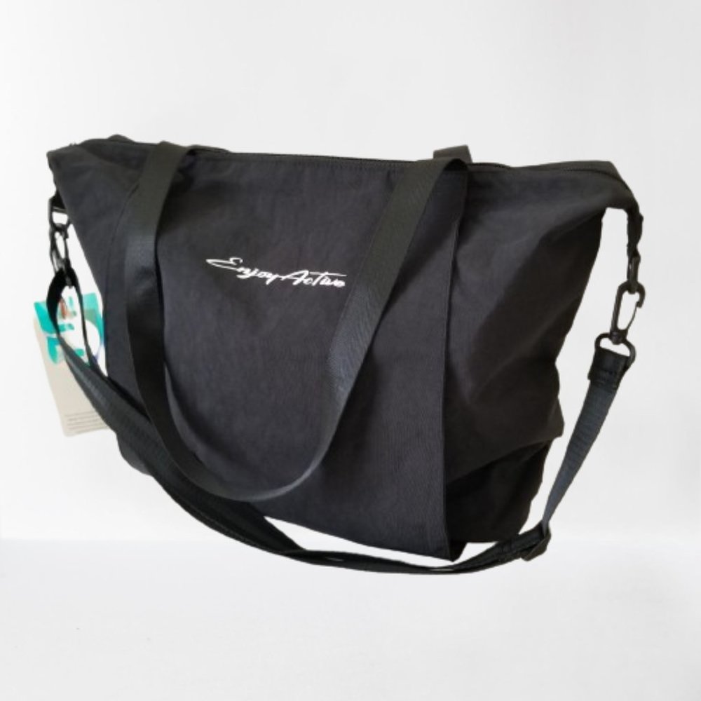 NWT! Enjoy Active Large Black 25L Water-resistant Tote with Yoga Mat Pocket